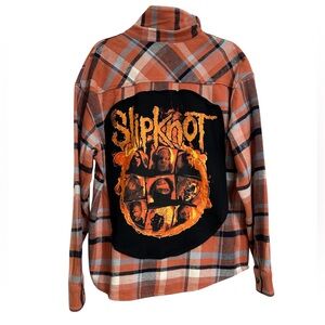 SLIPKNOT ONE OF A KIND upcycled flannel shacket jacket creation by Rachelle